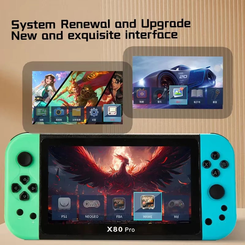 X80 Pro Handheld Game Console Psp Intelligent Retro Arcade Game Console Video Music Player 7-Inch Display Portable Game Console