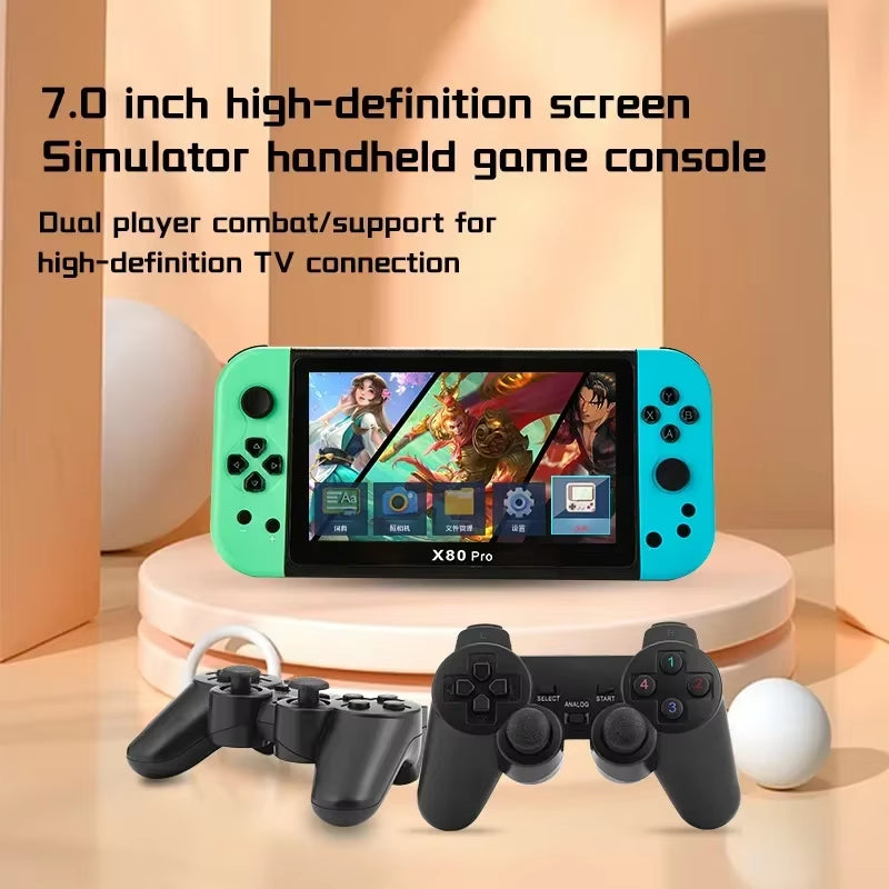 X80 Pro Handheld Game Console Psp Intelligent Retro Arcade Game Console Video Music Player 7-Inch Display Portable Game Console